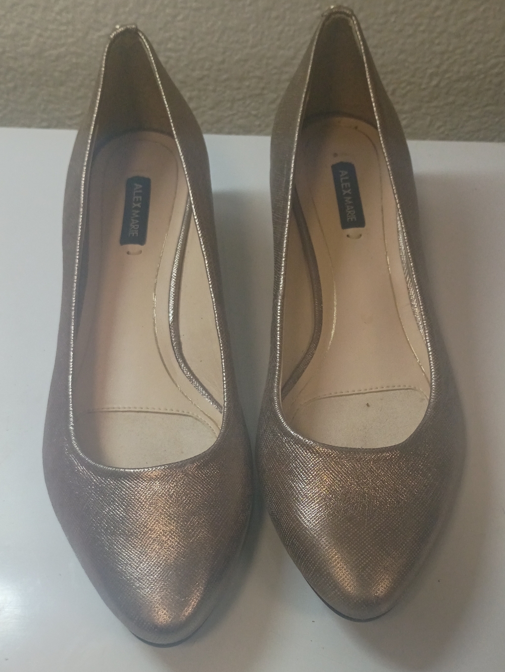 Alex Marie Bronze Metallic Pointed-Toe Ballet Flats